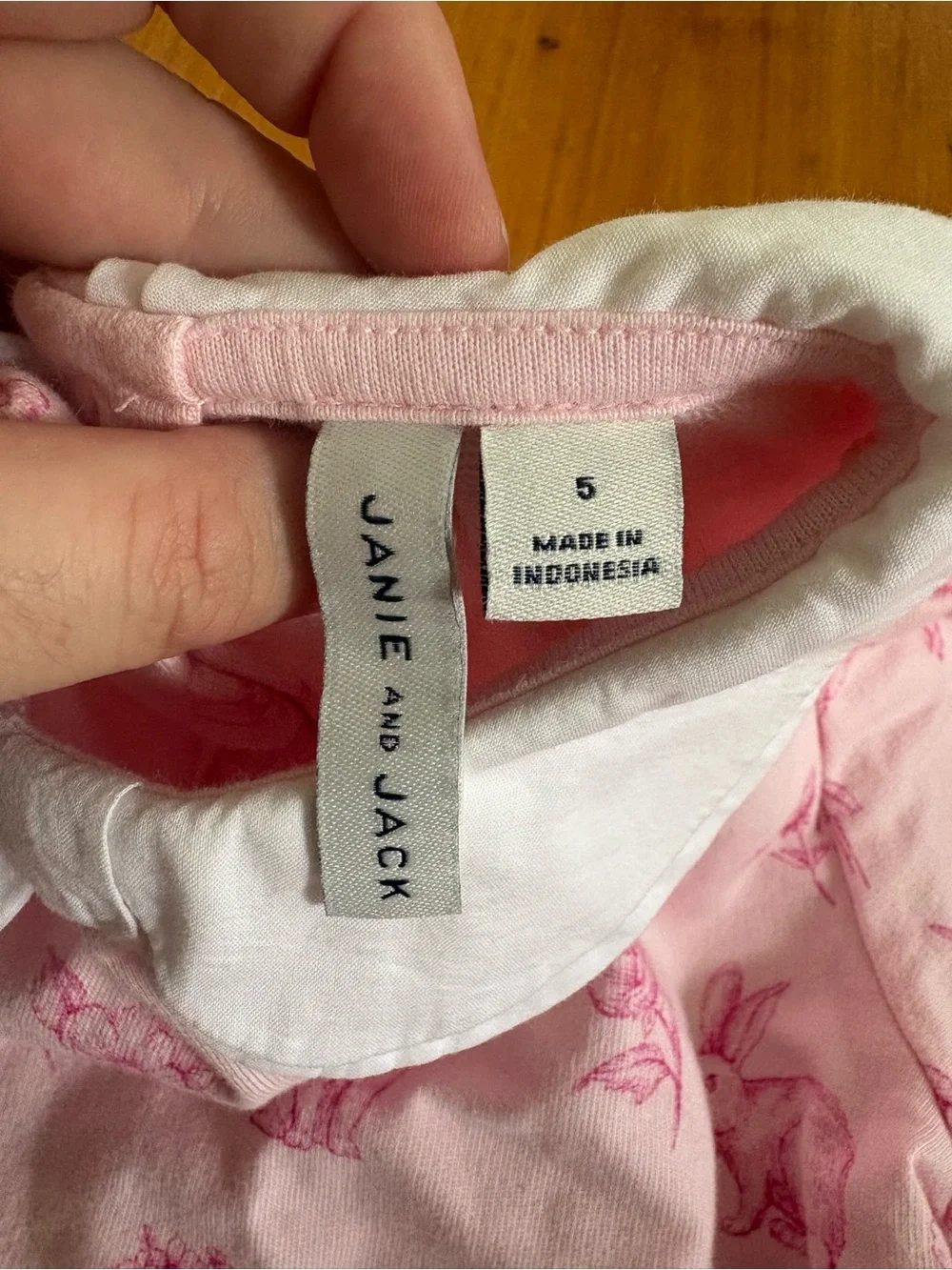 Janie and Jack SET - Pink Bunny Toile Collared Sweatshirt and Jogger, Size 5 Yr